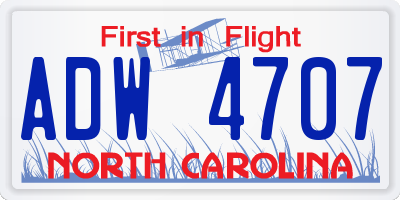 NC license plate ADW4707