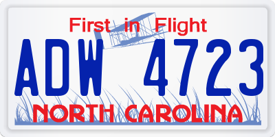NC license plate ADW4723