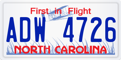 NC license plate ADW4726