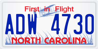 NC license plate ADW4730