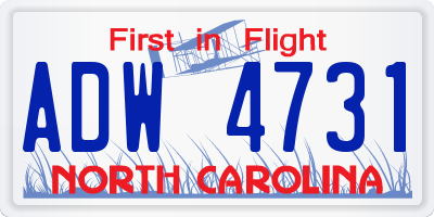 NC license plate ADW4731