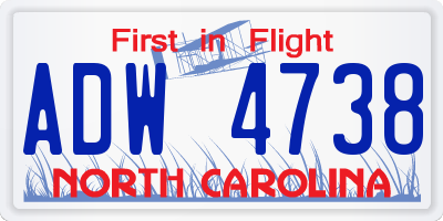 NC license plate ADW4738