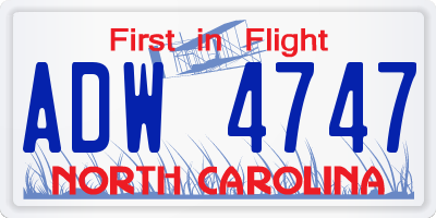 NC license plate ADW4747