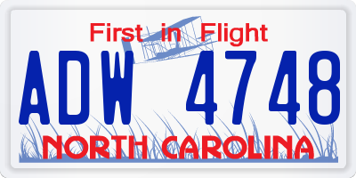 NC license plate ADW4748