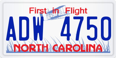 NC license plate ADW4750