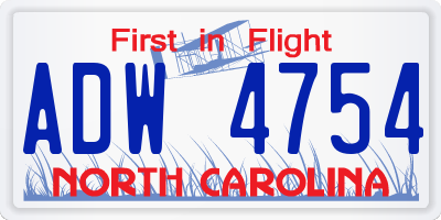 NC license plate ADW4754