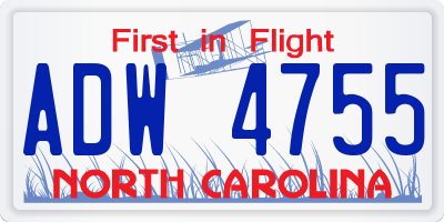 NC license plate ADW4755