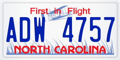 NC license plate ADW4757