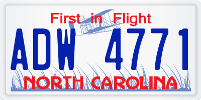 NC license plate ADW4771