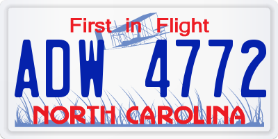 NC license plate ADW4772