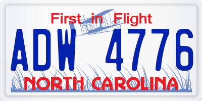NC license plate ADW4776