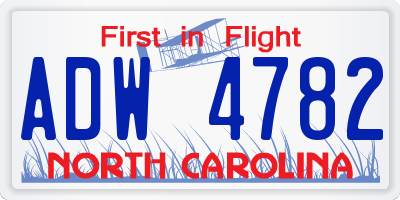 NC license plate ADW4782