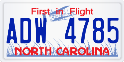 NC license plate ADW4785