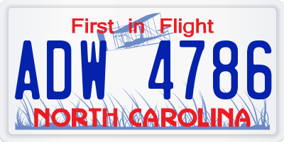 NC license plate ADW4786