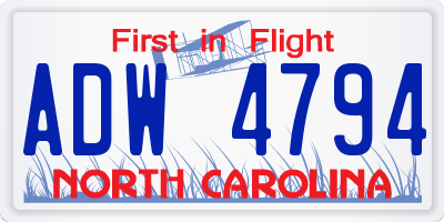 NC license plate ADW4794