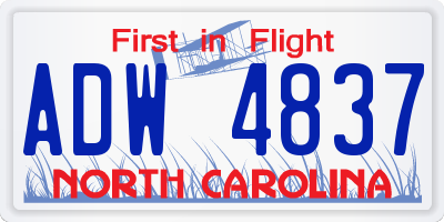 NC license plate ADW4837