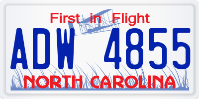 NC license plate ADW4855