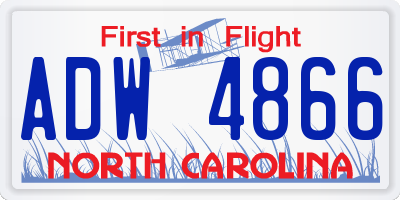NC license plate ADW4866
