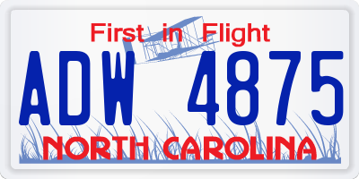 NC license plate ADW4875
