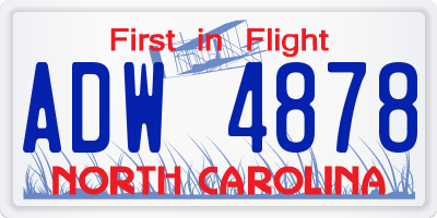 NC license plate ADW4878