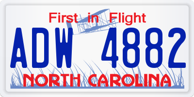 NC license plate ADW4882