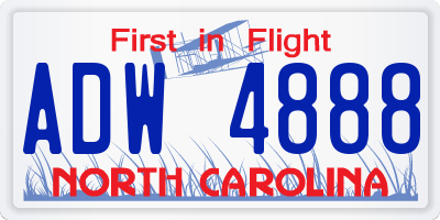 NC license plate ADW4888