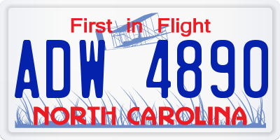 NC license plate ADW4890