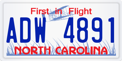 NC license plate ADW4891