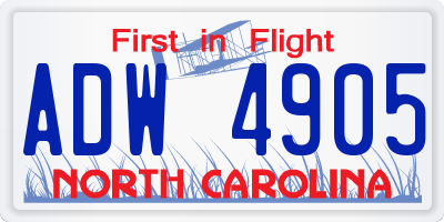 NC license plate ADW4905