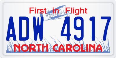 NC license plate ADW4917