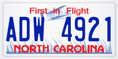 NC license plate ADW4921