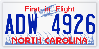 NC license plate ADW4926