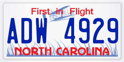 NC license plate ADW4929
