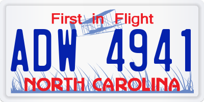 NC license plate ADW4941