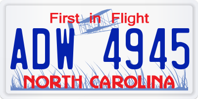 NC license plate ADW4945