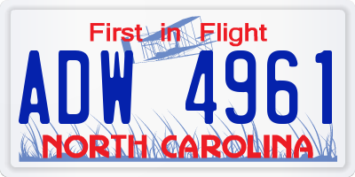 NC license plate ADW4961