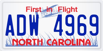 NC license plate ADW4969
