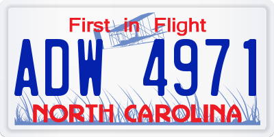 NC license plate ADW4971