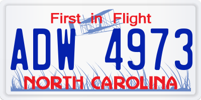 NC license plate ADW4973