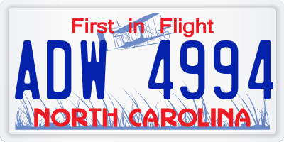 NC license plate ADW4994