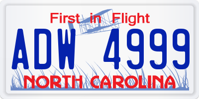 NC license plate ADW4999