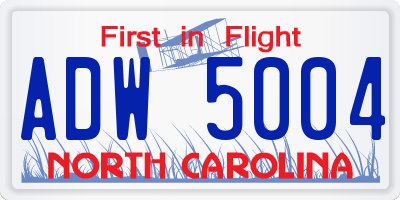 NC license plate ADW5004