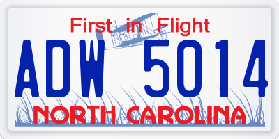 NC license plate ADW5014