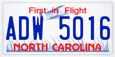 NC license plate ADW5016