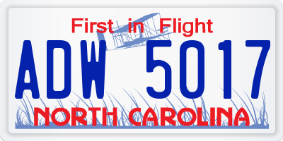 NC license plate ADW5017