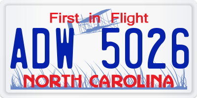 NC license plate ADW5026