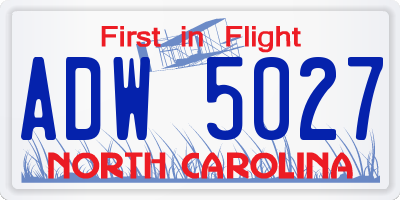 NC license plate ADW5027