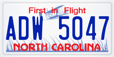 NC license plate ADW5047