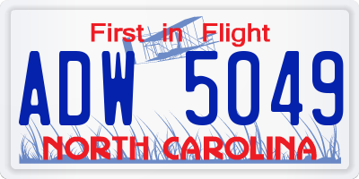 NC license plate ADW5049