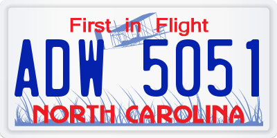 NC license plate ADW5051